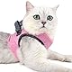 Poiinvc Ausbruchsicheres Katzengeschirr Set mit Katzenleinen, Haltbares Kitten Geschirr und Leine, Komfortabler Halsband-Geschirr-Kombination für Katzen und Kätzchen Rosa S