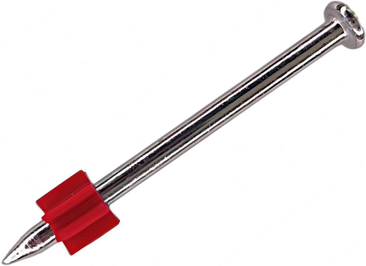 3" Powder Actuated Fasteners,.300 Head Diameter Drive Pin with red Flute, P300, 100pcs/pack