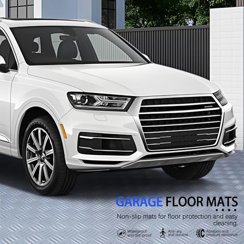 OJOYME 8.2 x 20 Feet Garage Floor Mats, Thickened Diamond Plate PVC Garage Floor Mats, Underfloor Mats, Large SUV, MPV, Pickup Truck Garage Parking Mats, 2 Piece Set - Thumbnail 5