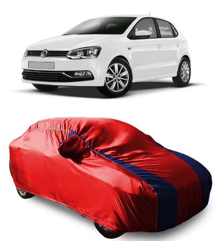 NEXTON All Weather Protection & Semi Waterproof Car Body Cover for Volkswagen Polo Equisite with Mirror Slots (Red & Grey Design)|Car Accessories