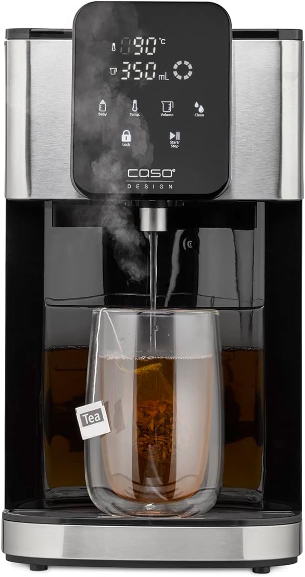 CASO HW 1660 Turbo Hot Water Dispenser, Hot Water in Seconds (40-100°C), 2600 Watts, Extra Large 4 Litre Water Tank, Direct Selection Button for Baby Food (37°C), Energy Saving