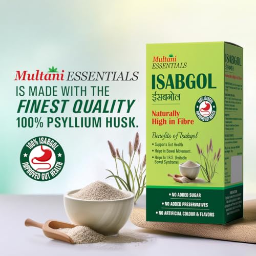 Image of Multani Essentials Isabgol (50gm) | Gut Health And Irritable Bowel Syndrome | Chemical Free | No Added Sugar Or Artificial Flavour | 100% Isabgol | Bowel Movement | Digestion & Gut Health