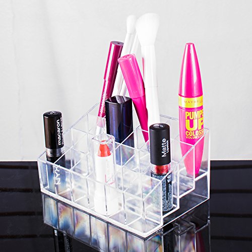 Super Z Outlet Transparent Cosmetic Makeup Organizer for Lipstick, Brushes, Bottles, and More. Clear Case Display Rack Holder3