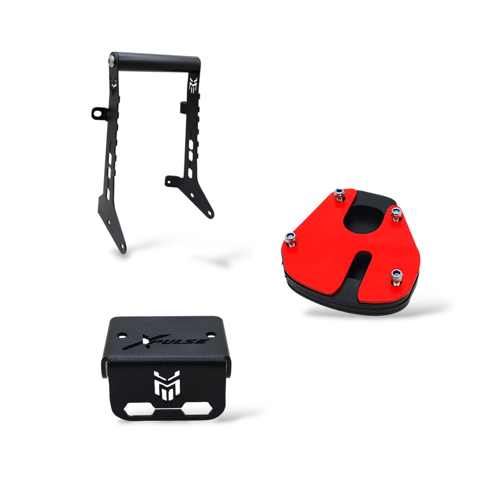 Xpulse 210 Motorcycle Combo Kit Pack of 3 Heavy Metal Mobile Phone Holder, Front Brake Oil Reservoir Cap, Side Stand Extender, Rust-Resistant Easy Installation For Xpulse 210.-picture-30