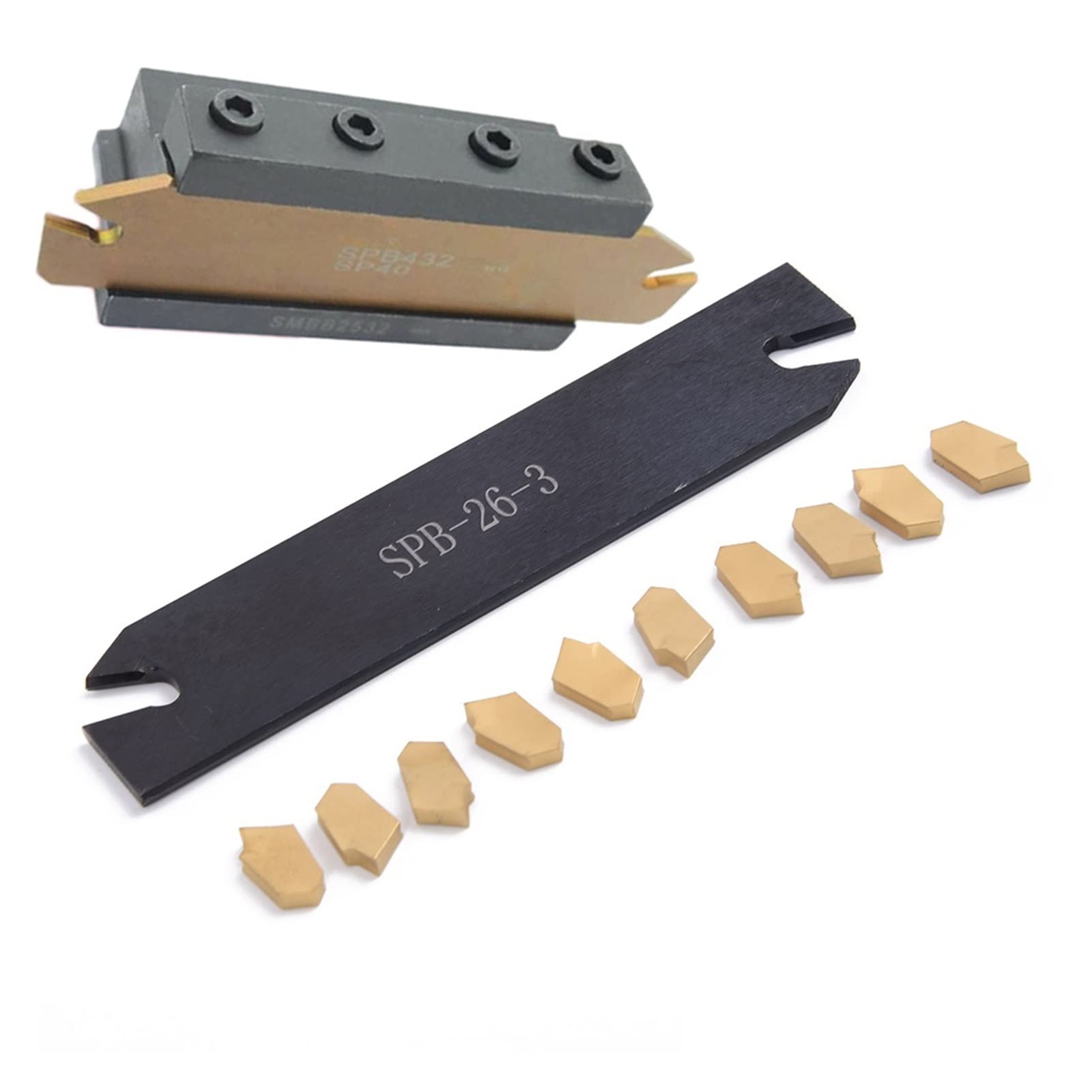 SPB26-3 Cut-Off Grooving Parting Blade Tool Holder Metalworking Lathes Carbide CNC Cutting Gold Hand Tools Lathe Cutter turning tool, Multi-colored