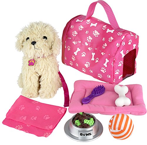 Click N' Play Puppy Toy Set - Bed, Toys for 3+ Year Old Girls, Toddler Gifts Ages 3-5 - Plush Dog Toys for Kids