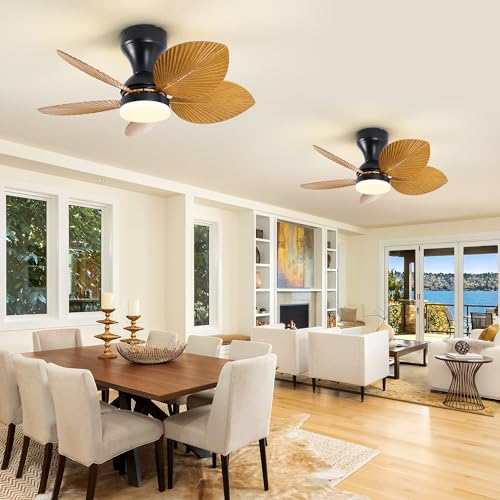 She's home 5 Palm Leaf Ceiling Fan with Light and Remote Control, Tropical Coastal Outdoor Ceiling Fans for Patios, Outside,Bedroom,Ktchen - Image 7