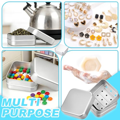 Soodyoow 2 Stück Seifendose aus Aluminium, Seifenbox, Seifendose Reise, Aufbewahrung Seifenschale Metall Aluminium mit Abtropfgitter und Deckel, Edelstahl Soap Box für Camping, Reisen, und Zuhause