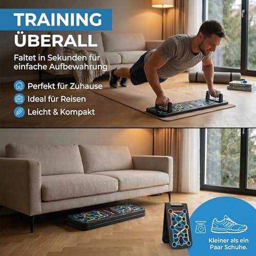 BODY & MIND® Liegestützbrett faltbar - 20in1 Push Up Board mit Bändern – Ansicht 4