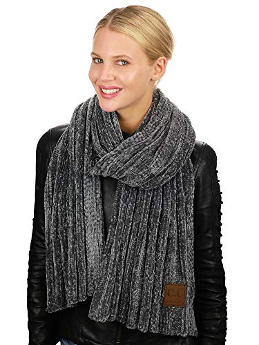 C.C Women's Ultra Soft Chenille Ribbed Thick Warm Knit Shawl Wrap Scarf3