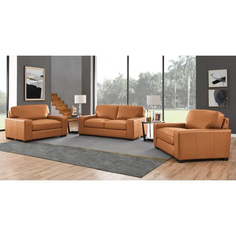 Margot 2+1+1 Seater Faux Leather Sofa Set for Living Room (Tan Brown Color)-image-36