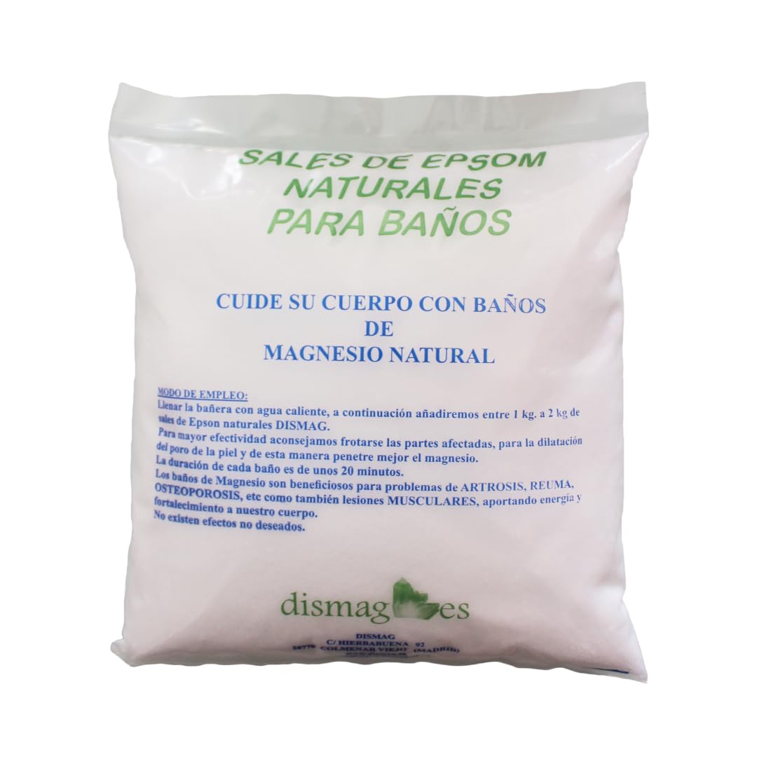 Sels d'Epsom pour le bain. Sel Epsom en format sac de 4 kg. Bain et soins personnels. Source concentrée de magnésium naturel. Sel de bain 100% pur. Idéal pour la relaxation musculaire. Epsom salt.