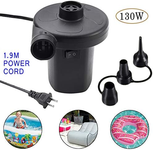 Electric Air Pump for Inflatables Air Mattress Pump 110V AC Airbed Boat Pool Raft Inflatable Pump with 3 Nozzles Black (AC)