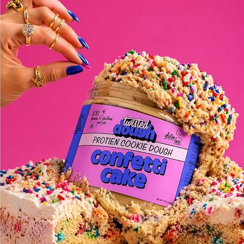 Image of Twisted Dough Protein Cookie Dough, Confetti Cake Flavor, 2 Pack, 100g Protein, Healthy Snacks, Gluten Free Edible Cookie Snack, High Protein Low Carb & Low Sugar Dessert for Kids & Adults, Keto Friendly