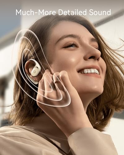 Image of Open Ear Earbuds, True Wireless Open Ear Headphones with Earhooks, Air Conduction Earphones, Touch Control, Dual Noise-Cancelling Mics, Up to 30 Hours Power with Case, IPX5, Workouts, Yoga, Running
