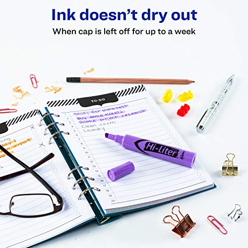 Avery Hi-Liter Desk-Style Highlighters, Smear Safe Ink, Chisel Tip, 12 Fluorescent Purple Highlighters (24060) #TOP4