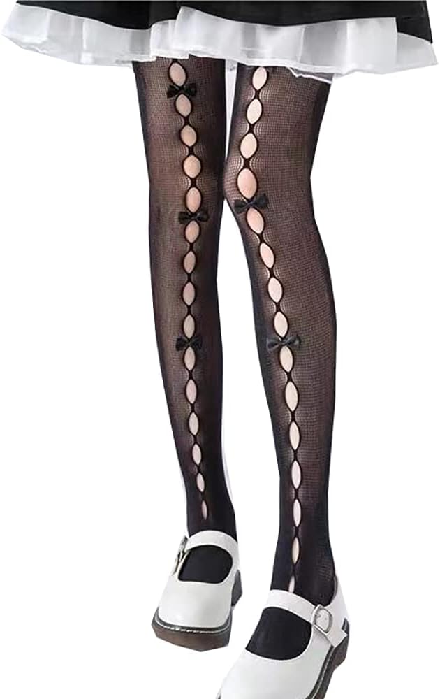 AmerStar Womens Lolita Lace Bow Tights Suspender Pantyhose