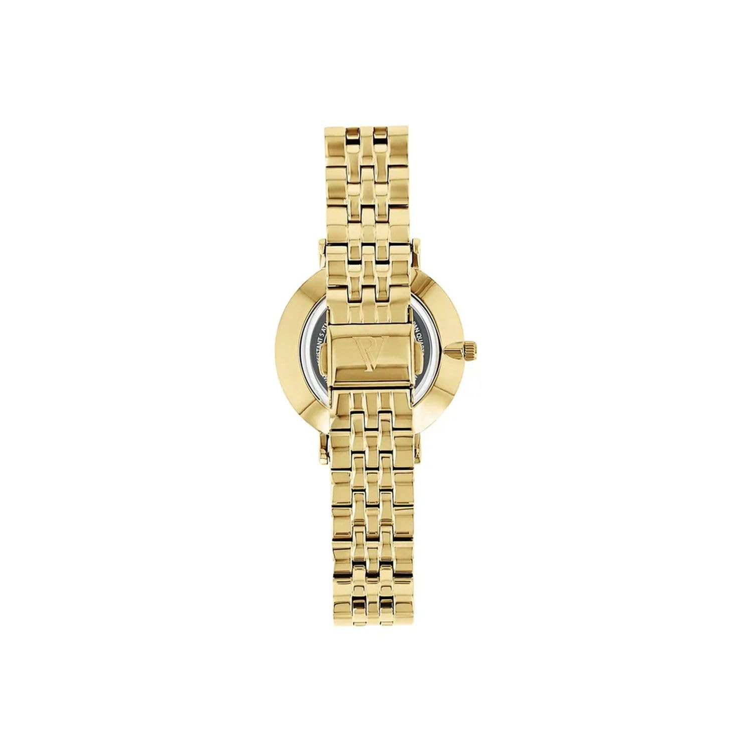 PAUL VALENTINE - Damen Quarz Armbanduhr - Edelstahl - Vergoldet/Golden - mit Zirkonia Stein - Herz Design - PV-W0003
