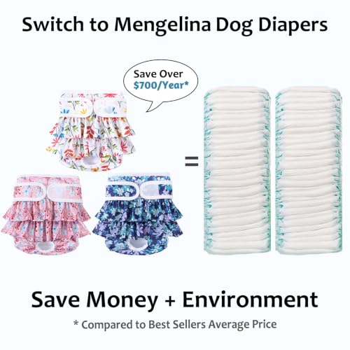Image of Reusable Dog Diapers Female, Floral Print, M, 3 Pack