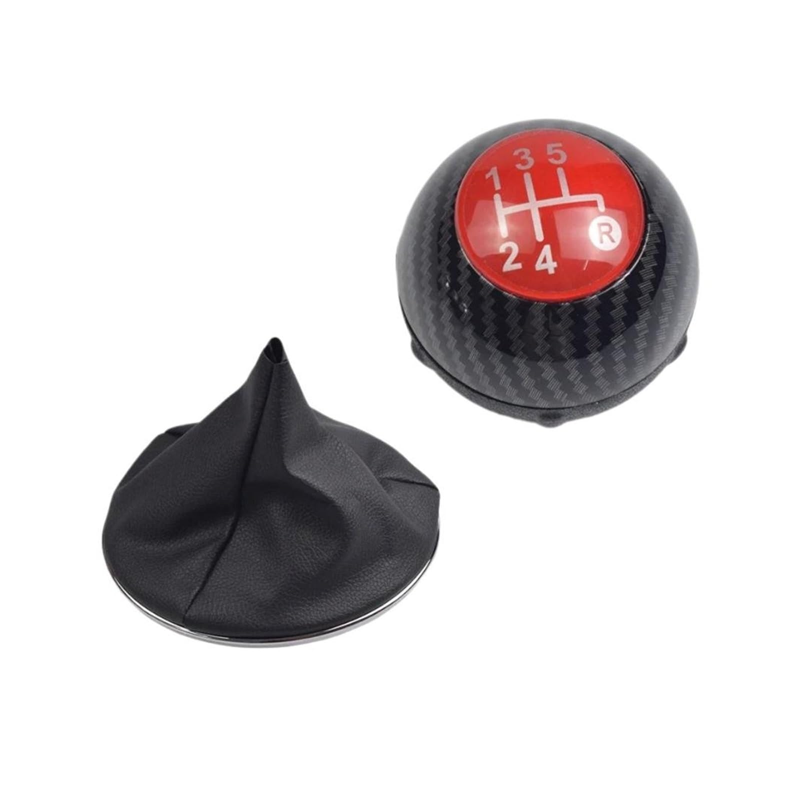 JSYALMSLW Knob with Boot Gear Shift Knob Manual Upgrade for Fiat 500 2007-2015 5-Speed / 6-Speed Stylish Gear Shifter OE 55344048 1 Pc/2 PCS(5 Speed Carbon 2)