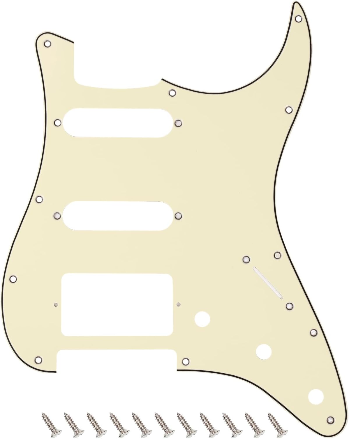 Banworks 3 Ply Strat HSS Pickguard 11-Hole Electric Guitar Pickguard SSH Scratch Plate for USA/Mexican Fender Modern Style Standard Stratocaster ST JT/HB-02 Cream