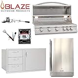 Blaze LTE 5-Burner 40' Natural Gas Grill w/ Outdoor Rated Fridge, 40' Door and Drawer Combo, Rotisserie Kit, Grill Cover & 5in1 BBQ Tool