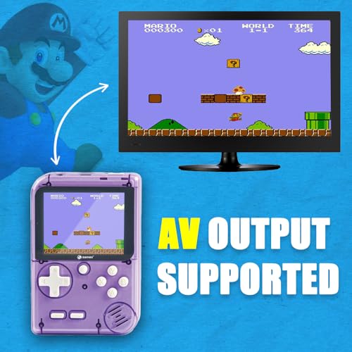 Image of Sameo Handheld Video Game Console, Dreamboy Retro Mini Game with 500 Classic Retro Game TV Compatible for Kids, Rechargeable 8 Bit Classic (Ice Purple)