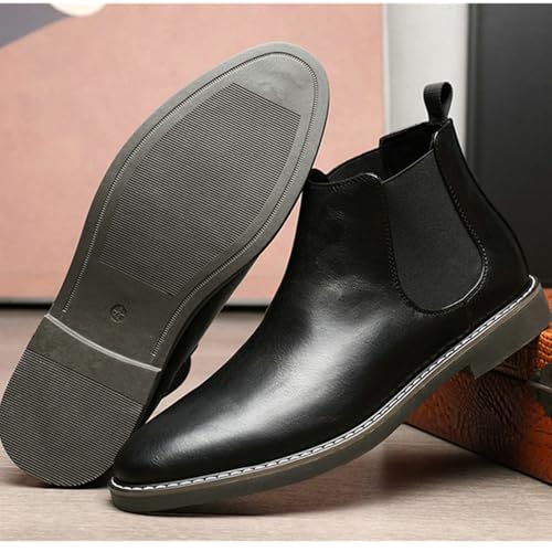 SywzX&xfybz Men's Chelsea Boots Classic Elastic Dress Boots Casual Men's Leather Chelsea Ankle Boots4