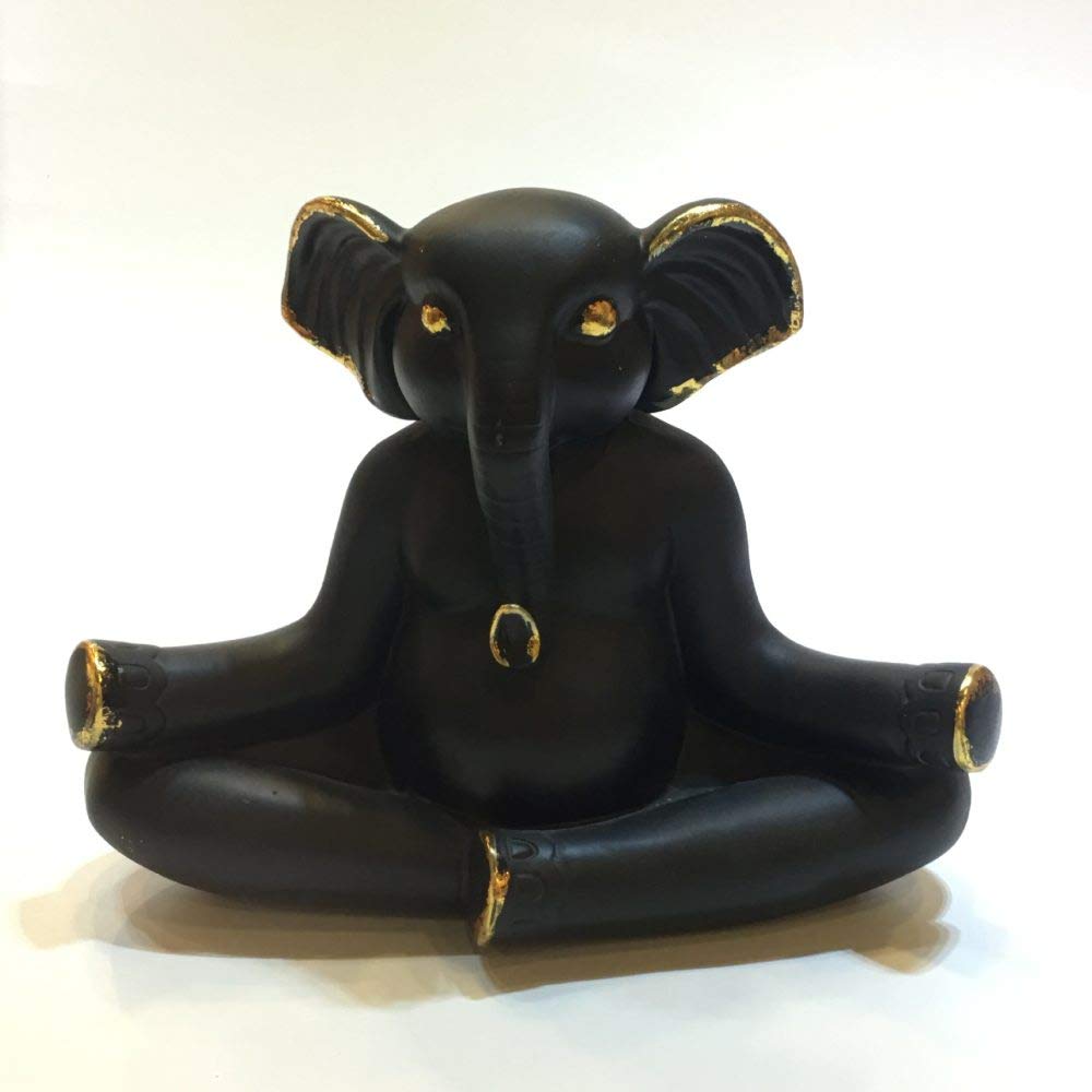 Statue éléphant yoga en résine pour décoration étagère salon