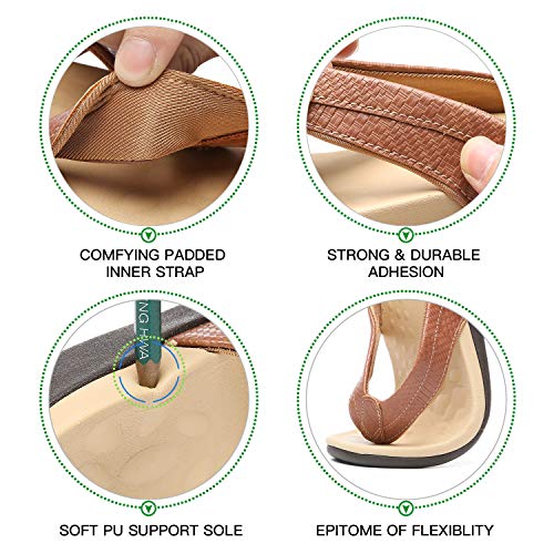 Image of MEGNYA Comfortable Walking Flip Flops for Womens, Orthopedic Walking Sandals with Arch Support, Flat Feet Pain Relief Sandals for Beach, Summer, Pool