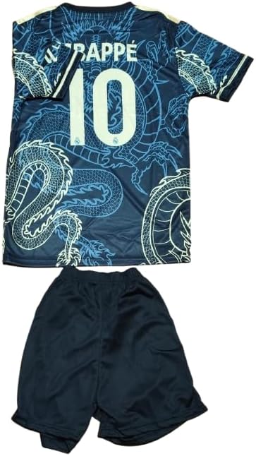 #10 Black/White Dragon Kids Soccer Jersey Shirts Football Futbol Socks Gift Set Youth Sizes