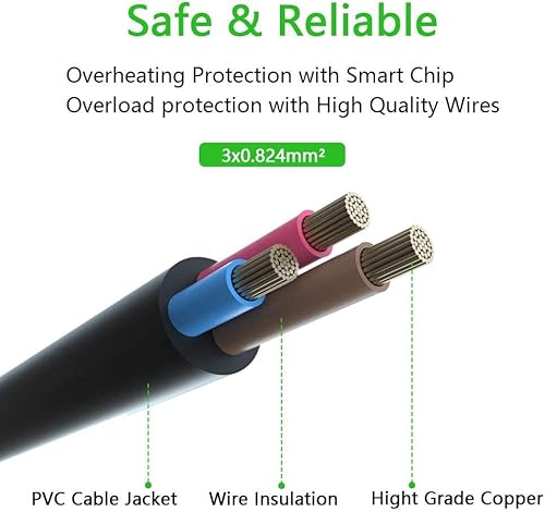 Miniatura 4 de Cable de alimentación de CA para Samsung Lg Panasonic Dynex Philips Toshiba LCD TV de 6 pies universal de 3 clavijas de repuesto listado UL