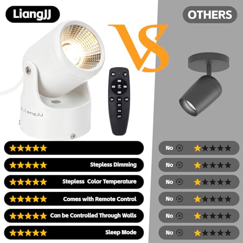 Image of Stepless Adjustable Color Temperature and Dimmable Uplights Indoor | 2Pack 12w Uplighting with Timer and Remote, 6000K Floor Can Light & Spot Lights for Corner, Accent, Plant, Artwork, Wall