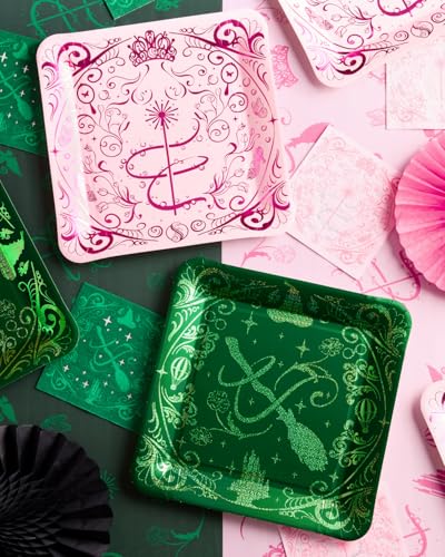 Image of xo, Fetti Pink + Green Witch Paper Plates | 24 pcs | Wizard Party Supplies, Magical Birthday Tableware