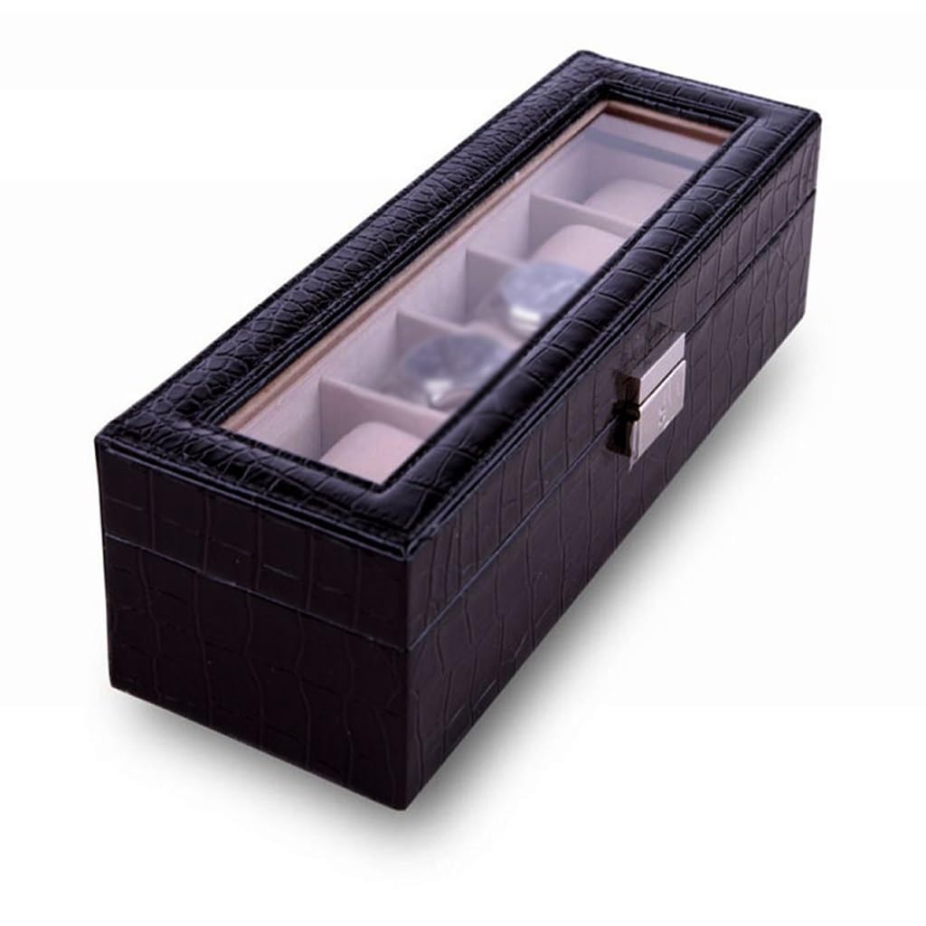Boîte de montre en cuir de collection avec présentoir multi-grilles marron