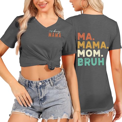 Mama Shirt, Ma Mama Mom Bruh Tshirt, Funny Casual Tee, V Neck Tops