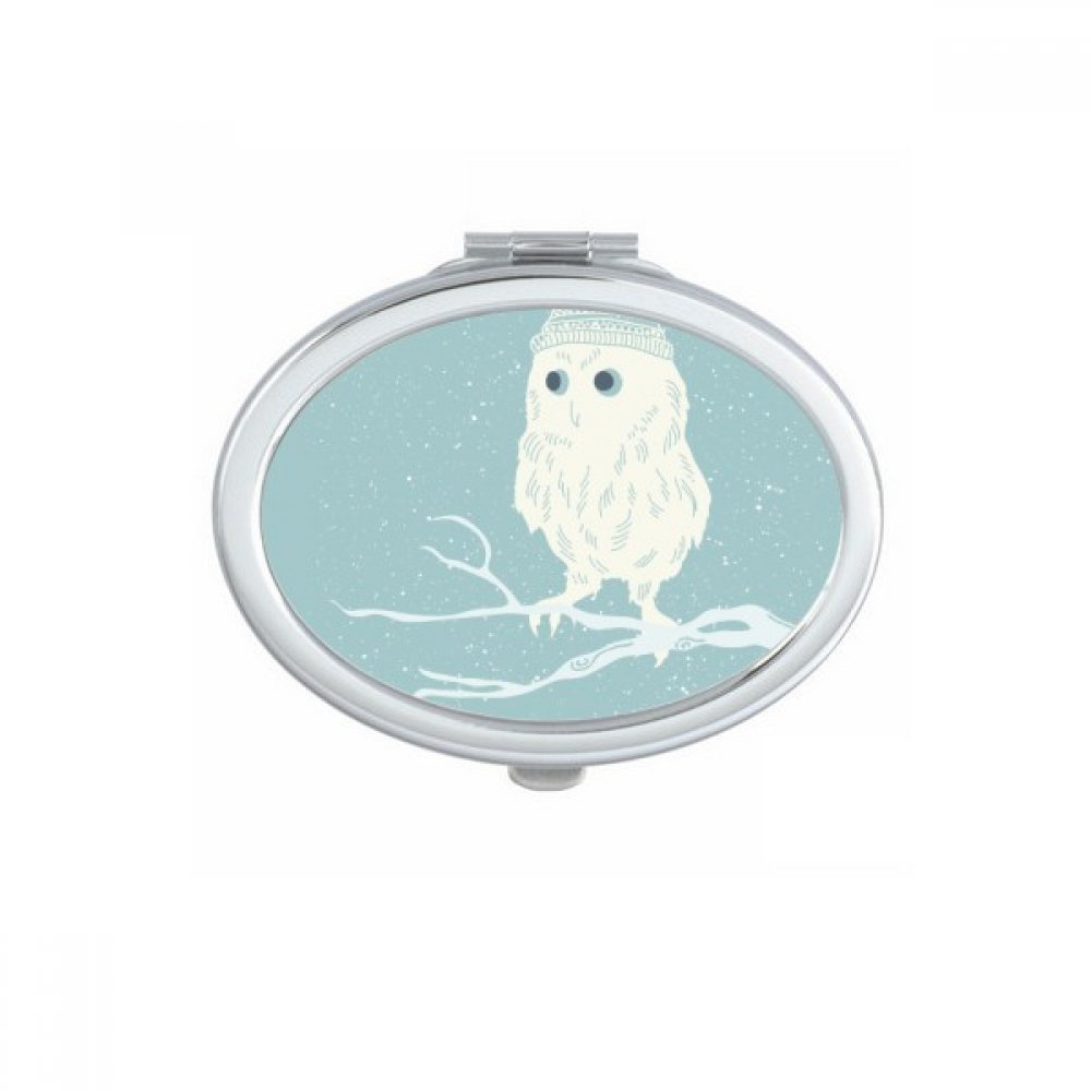 Miroir de maquillage chouette dessin&eacute;e pour retouches en voyage
