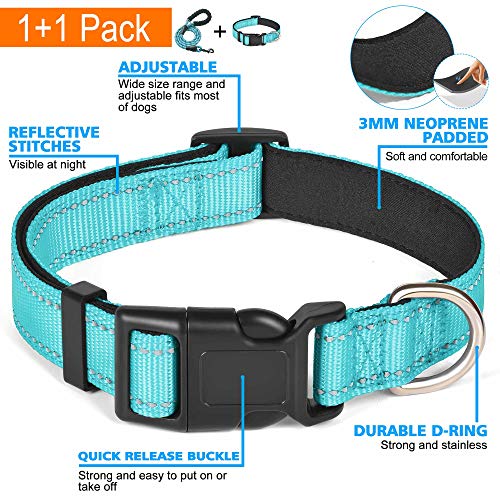 Ladoogo Reflective Dog Collar Padded With Soft Neoprene Breathable Adjustable Nylon Dog Collars For Small Medium Large Dogs thumb #2