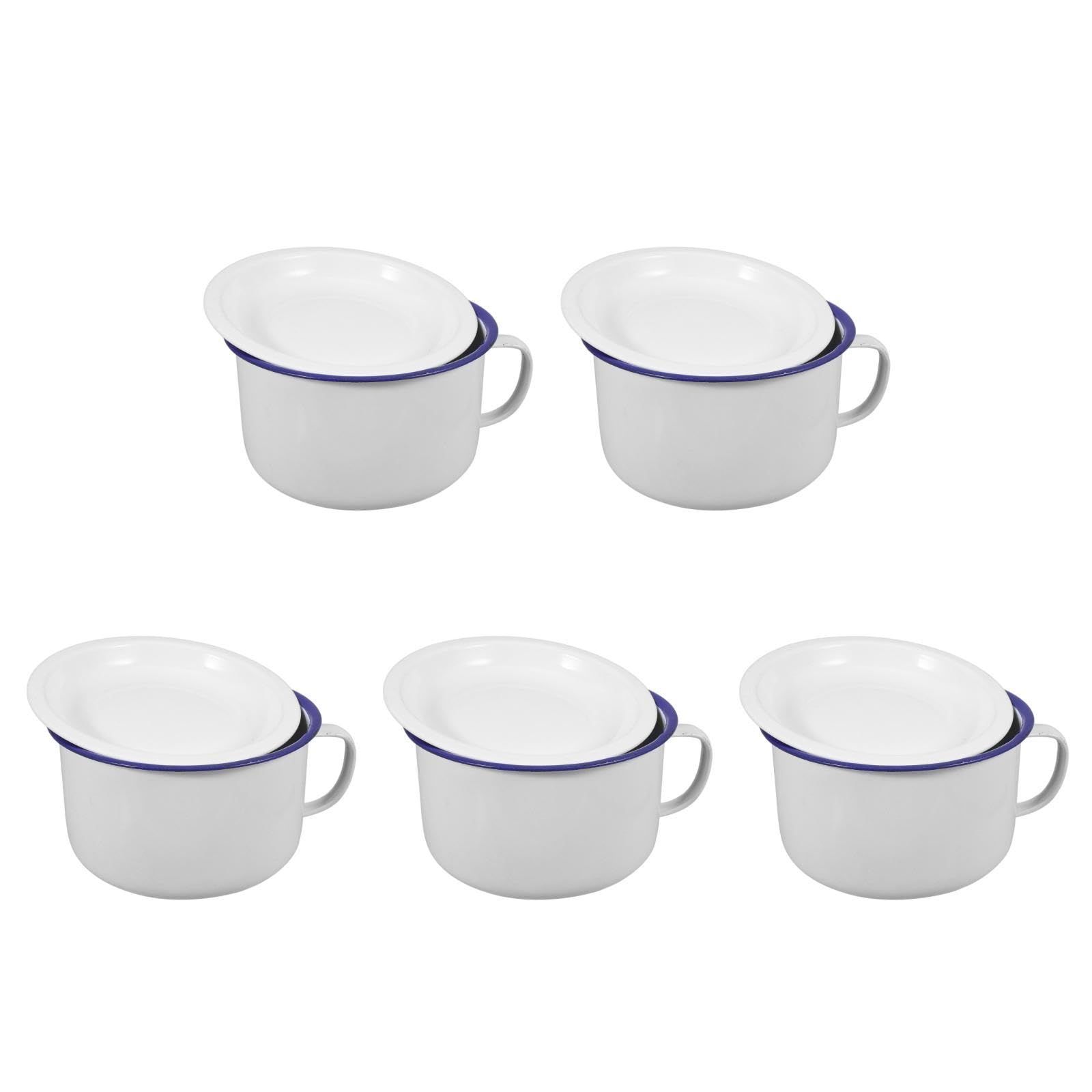 MAGICLULU 5St Instant-Nudelschüssel aus Emaille Emaille- Suppentassen aus Metall Ramenschalen Kaffeetasse aus Keramik Küchengeschirr kreative Ramenschale verdicken