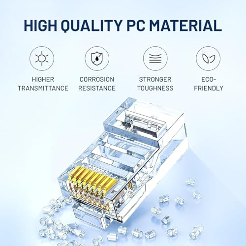 Image of RJ45 Networking Crimping Tool Kit - Meshiv Crimping Machine for Cat6A, Cat5E, Cat5, Ethernet - 50PCS RJ45 Connector, Network Lan Tester, Cut and Strip Tool (4 in 1 Tool Kit)
