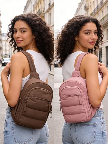 Image of BAGSMART Small Sling Bag for Women, Puffer Crossbody Bag Purses Hobo Handbag Fanny Packs for Travel Hiking