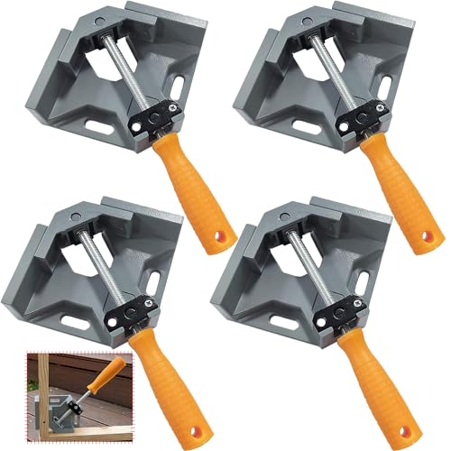 4 Pcs Serre Joint Angle 90 °, Etau D'angle Alliage d'Aluminium, Pince de Soudage d'angle avec Mâchoire Pivotante Réglable, pour Outils Menuisier, Soudage de...