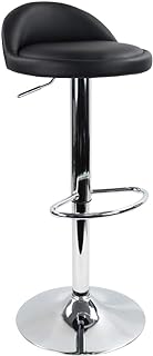 KKTONER Tabouret de bar, réglable en hauteur, rotatif, Tabouret de travail en cuir synthétique Noir