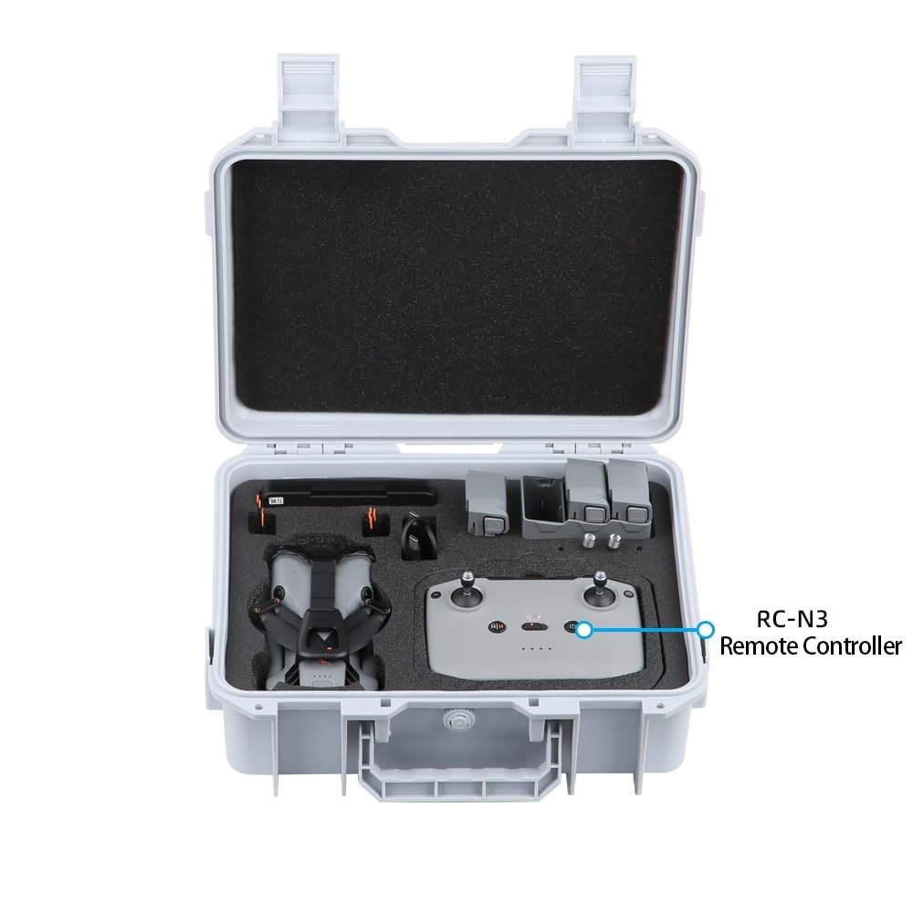 Futerał do DJI Mini 5 Pro, twarda obudowa z amortyzacją wstrząsów, wodoodporna formowana komora EVA na dron, pilot RC2/RC-N3, baterie i akcesoria, biały, Przenośny