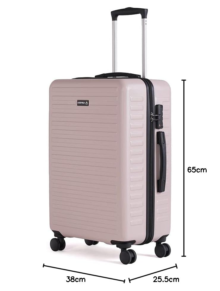 Image of Assembly Stark 24 Inch Check-in Medium Trolley Bag Hard Shell Polycarbonate Suitcase with Secure Lock 8 Spinner Wheels Ivory