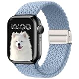 Ya en manzanajugosa.com: MokaZii Nailon Correa para Apple Watch 46mm(Series 11/10) 45mm 44mm 42mm 49mm, Trenzadas Elástica Magnética Correas Mujer Hombre para Apple Watch SE 3/2/1/Series 11 10 9 8 7 6 5 4 - Azul claro