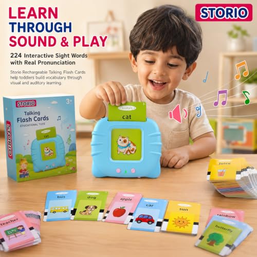 Image of Storio Toys Rechargeable Educational Language Skills Learning Talking Flash Cards for 2 Year Old Kids Boys Girls Baby Montessori Toys