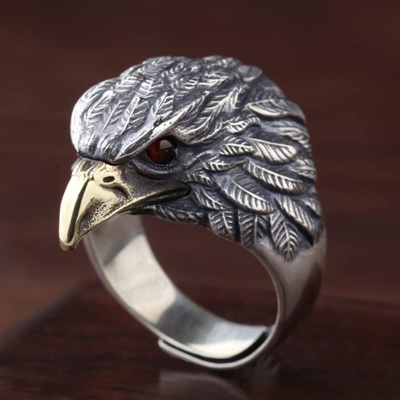 Miniatura 5 de QUSIIOSLK Anillo de caballero de águila abierta de plata de ley vintage para hombre, estilo punk gótico, joyería de águila animal para veteranos
