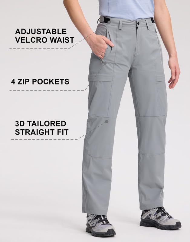 Pioneer Camp Damen Wanderhose, Sommer Trekkinghose UV-Schutz UPF 100 mit 20D Stretch Materia In die eigene Tasche verpackbar für Wandern, Reisen & Angeln