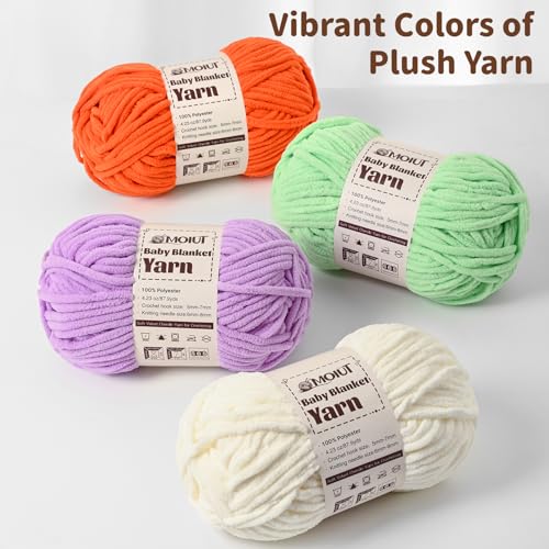 Image of Fluffy Chunky Yarn for Crocheting, Chenille Crochet Yarn 6 Super Bulky, 2 Pack of 87.9 yds /4.23 oz Baby Blanket Yarn, Soft Velvet Yarns for Knitting Amigurumi&DIY Crafts /Hats /Socks(2 Beige)